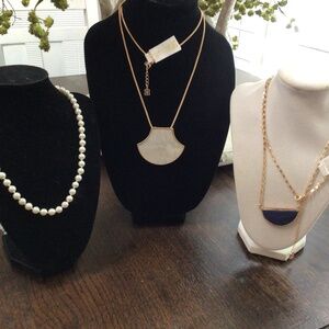 Michelle McDowell necklaces. (2) and one faux pearl necklace nwt